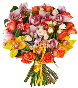 bouquet of roses and orchids